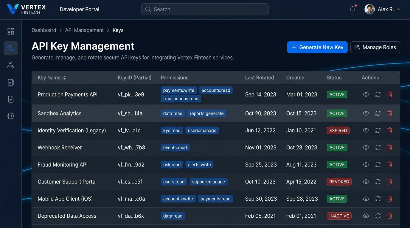 dashboard-airwallex API key management dashboard